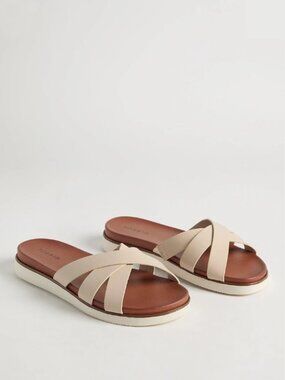 Torrid Crisscross Band Slide Sandals, Beige Women's Size 11 (Wide Width) Neutral